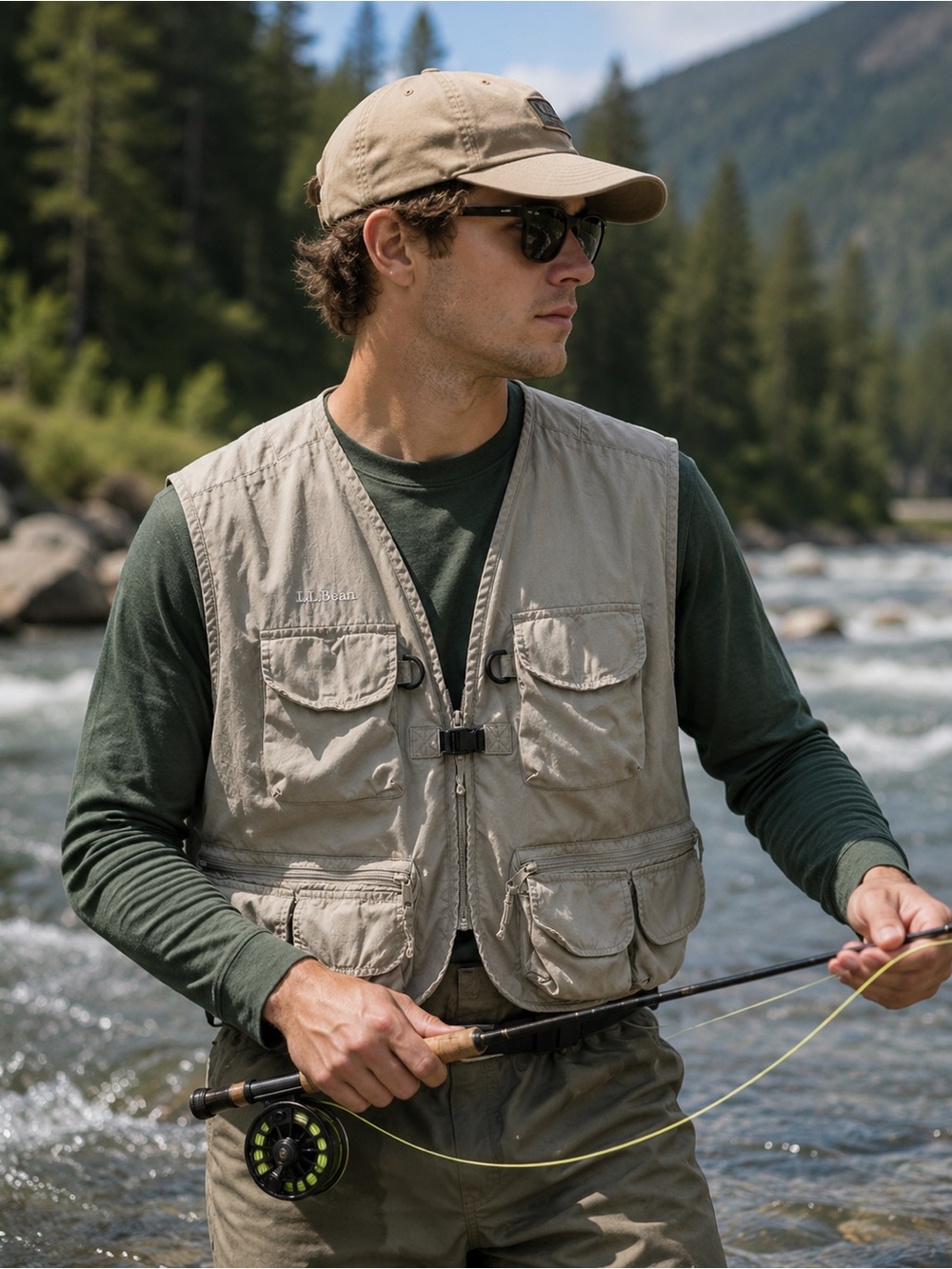 Vintage LL Bean Fishing Vest Khaki Utility Fly Fishing Gorpcore Outdoor Size XXL